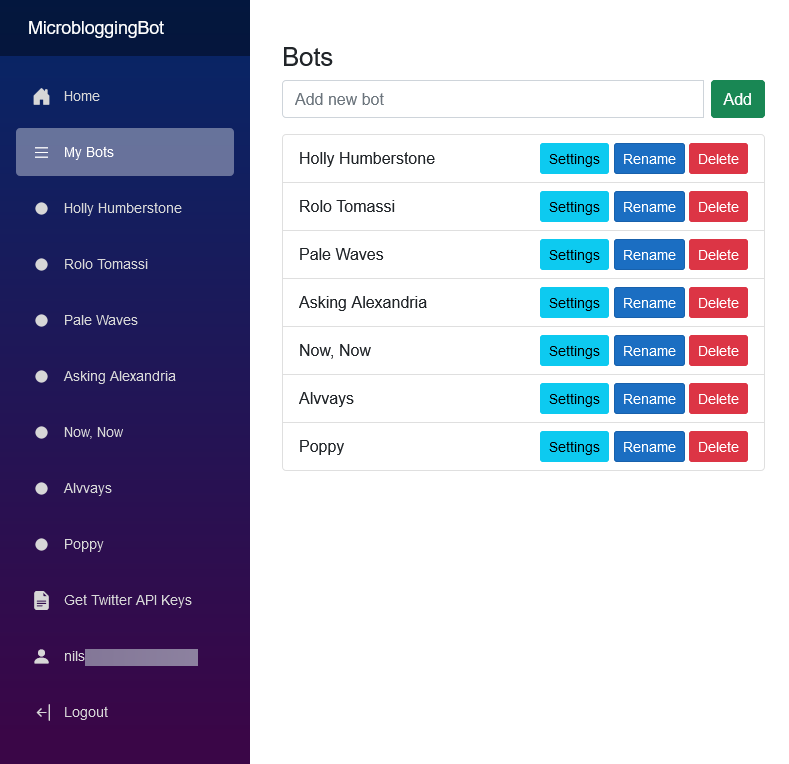 MicrobloggingBots Bots Screenshot